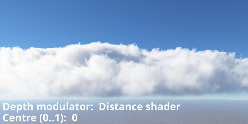 Distant shader assigned to Depth modulator. Centre (0..1) = 0
