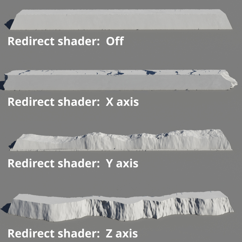 Power fractal shader assigned to each of the X, Y, and Z axis.
