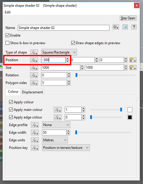 Reposition the Simple shape shader.