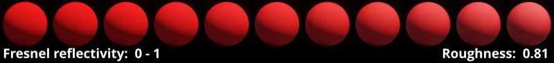 Fresnel reflectivity from 0 to 1. Roughness = 0.81