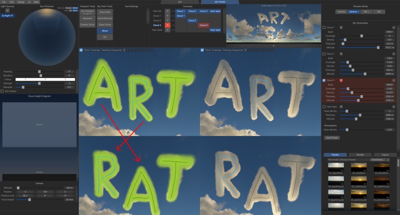 With the Move tool you can rearrange brush stroke curves. Here the Cloud Add curves have been moved.