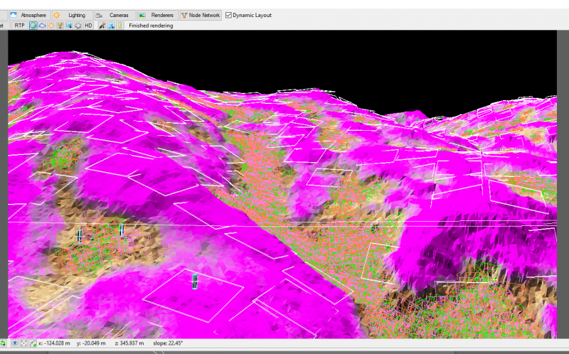 The pink areas indicate where the grass clumps can exist. The white bounding boxes show each grass clump.