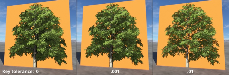 The Key tolerance value can be used to expand the colour values used to generate the transparency key.