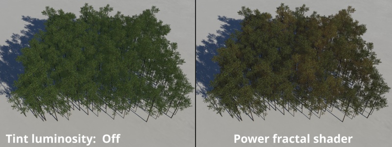 Tint luminosity off and with a Power fractal shader assigned