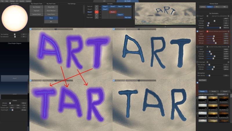 With the Move tool you can rearrange brush stroke curves. Here the Cloud Remove curves have been moved.