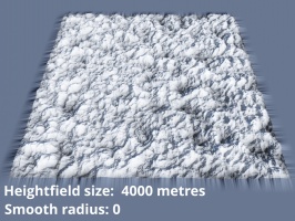 Heightfield size 4000 metres. Smooth radius = 0.