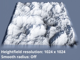 Heightfield resolution 1024 x 1024. Smooth radius = 0