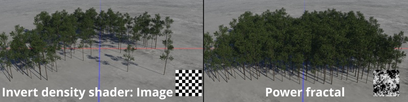 The Invert density shader checkbox inverts the density shader mask.