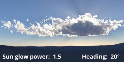 Sun glow power = 1.5. Sun heading 20 degrees.