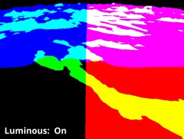 The Visualise tex coords node applied to procedural terrain. Enable checked.