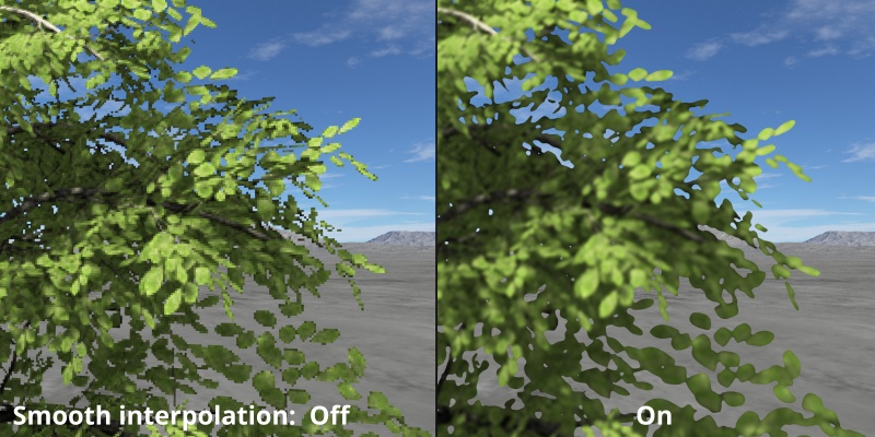 Smooth interpolation off and on.