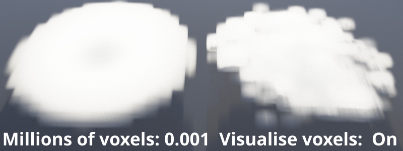 Visualise voxels on. Millions of voxels = 0.001