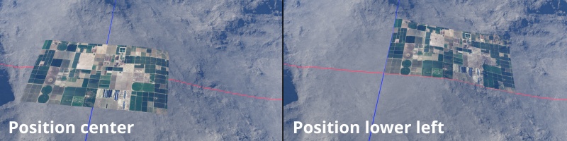 Position at center and lower left