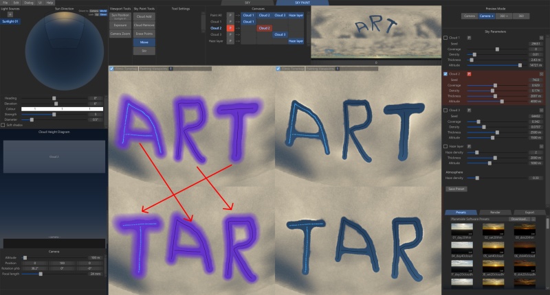 With the Move tool you can rearrange brush stroke curves. Here the Cloud Remove curves have been moved.